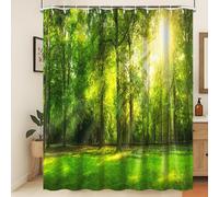 Xiaoterna Tropical Jungle Shower Curtain Green Forest Nature Landscape Sunshine Bathroom Curtain Spring Jungle Rainforest Mould Proof Washable Shower Curtain for Bathroom Decoration 120x180cm