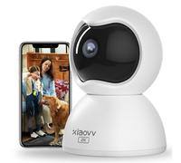 XIAOVV 3MP PTZ Indoor Surveillance Camera, HD Night Vision 2.4G WiFi Camera Indoor Dog Camera Remote Access via the App, Double Data Protection, Motion Detection, App Message, Indoor Security Camera