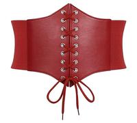 XIAOWU Women Corset Waist Belt Elastic Lace-up Wide Waspie Belt Vintage Daily Halloween Cosplay Costume