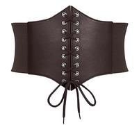 XIAOWU Women Corset Waist Belt Elastic Lace-up Wide Waspie Belt Vintage Daily Halloween Cosplay Costume