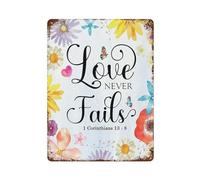 xiaoxiaoshen 1 Corinthians 13 8 Scripture Quote Wall Decor Art Metal Tin Poster Modern Home Decor Art Home Bar Shop Decorations Vintage Sign 40x30cm