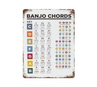 xiaoxiaoshen Beginner Guide Banjo Chords Educational Wall Decor Art Metal Tin Poster Modern Home Decor Art Home Bar Shop Decorations Vintage Sign 40x30cm