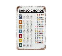 xiaoxiaoshen Beginner Guide Banjo Chords Educational Wall Decor Art Metal Tin Poster Modern Home Decor Art Home Bar Shop Decorations Vintage Sign 30x20cm