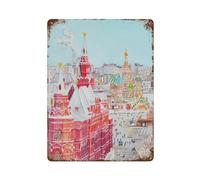 xiaoxiaoshen Cityscape Moscow Saint Basil's Cathedral Wall Decor Art Metal Tin Poster Modern Home Decor Art Home Bar Shop Decorations Vintage Sign 40x30cm