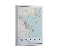 xiaoxiaoshen Corpus Christi TX Texas Map Canvas Poster Wall Art Prints Room Aesthetic Murals Bedroom And Living Decorations 20x30inch(50x75cm)