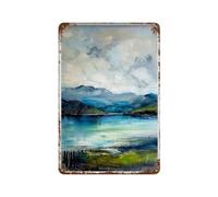 xiaoxiaoshen Derwentwater Abstract Lake District Impressions Scene Cumbrian Lakes English Vibr Wall Decor Art Metal Tin Poster Modern Home Decor Art Home Bar Shop Decorations Vintage Sign 30x20cm