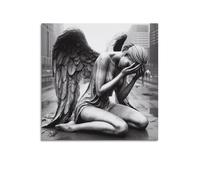 xiaoxiaoshen Fallen Angels Black And White Wings Canvas Poster Wall Art Prints Room Aesthetic Murals Bedroom And Living Decorations 24x24inch(60x60cm)