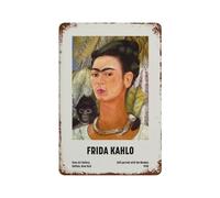 xiaoxiaoshen Frida Kahlo Self Portrait With Monkey Feminist Work Wall Decor Art Metal Tin Poster Modern Home Decor Art Home Bar Shop Decorations Vintage Sign 30x20cm