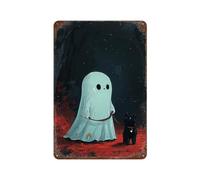 xiaoxiaoshen Halloween Ghost in The Forest with Cat (3) Wall Decor Art Metal Tin Poster Modern Home Decor Art Home Bar Shop Decorations Vintage Sign 30x20cm
