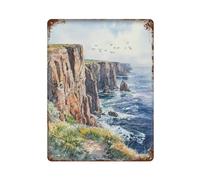 xiaoxiaoshen Land's End Corn Coastal Scenic Seaside Wall Decor Art Metal Tin Poster Modern Home Decor Art Home Bar Shop Decorations Vintage Sign 40x30cm
