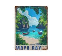 xiaoxiaoshen Maya Bay Thailand Tropical Travel Wall Decor Art Metal Tin Poster Modern Home Decor Art Home Bar Shop Decorations Vintage Sign 40x30cm