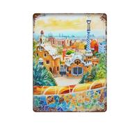 xiaoxiaoshen Park Guell Barcelona Travel Spain Gaudi Architecture Scenic Spanish Wall Decor Art Metal Tin Poster Modern Home Decor Art Home Bar Shop Decorations Vintage Sign 40x30cm