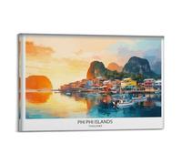 xiaoxiaoshen Phi Islands Thailand Travel Tropical Beach Island Illu_3 Canvas Poster Wall Art Prints Room Aesthetic Murals Bedroom And Living Decorations 08x12inch(20x30cm)