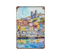 xiaoxiaoshen Porto Portugal Douro River Scenic Views Gift Cityscape E Wall Decor Art Metal Tin Poster Modern Home Decor Art Home Bar Shop Decorations Vintage Sign 30x20cm
