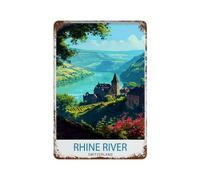 xiaoxiaoshen Rhine River Switzerland Scenic Swiss Landscape Valley Alps Alpine_5 Wall Decor Art Metal Tin Poster Modern Home Decor Art Home Bar Shop Decorations Vintage Sign 30x20cm