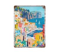 xiaoxiaoshen Sorrento Italy Travel Landscape Amalfi Coast Scenic Prin Wall Decor Art Metal Tin Poster Modern Home Decor Art Home Bar Shop Decorations Vintage Sign 40x30cm