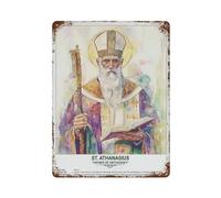 xiaoxiaoshen St. Athanasius, Sacred Art Wall Decor Art Metal Tin Poster Modern Home Decor Art Home Bar Shop Decorations Vintage Sign 40x30cm