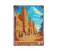 xiaoxiaoshen Timbuktu Travel Mali Adobe Architecture Blue Sky Wall Decor Art Metal Tin Poster Modern Home Decor Art Home Bar Shop Decorations Vintage Sign 40x30cm