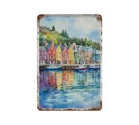 xiaoxiaoshen Tobermory Isle of Mull Travel Landscape Scottish Island Gift Wall Decor Art Metal Tin Poster Modern Home Decor Art Home Bar Shop Decorations Vintage Sign 30x20cm