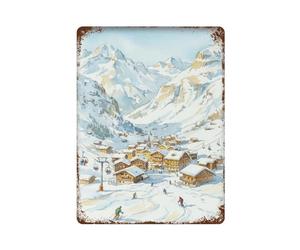 xiaoxiaoshen Val D Isere Ski Resort France Alpine Landscape Scenic_11 Wall Decor Art Metal Tin Poster Modern Home Decor Art Home Bar Shop Decorations Vintage Sign 40x30cm