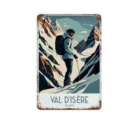 xiaoxiaoshen Val D'isere Travel Ski Di'sere French Alps Skiing E Wall Decor Art Metal Tin Poster Modern Home Decor Art Home Bar Shop Decorations Vintage Sign 30x20cm