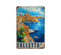 xiaoxiaoshen Valletta Malta Mediterranean Travel Wall Decor Art Metal Tin Poster Modern Home Decor Art Home Bar Shop Decorations Vintage Sign 30x20cm