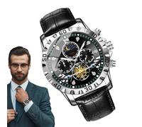 XIAOXIAOYU Analog Watch,Waterproof Outdoor Watch | Glowing Analog Moon Phase Wrist Clock with PU Leather Strap for Hiking Work Sports Fishing Outdoor Activities