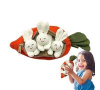 XIAOXIAOYU Bunny Stuffed with Carrot, 3 Rabbits in Carrot Bag, Three Rabbits Carrot Doll - Holiday Supplies with Zip, Easter Decoration, Plush Toy for Decoration