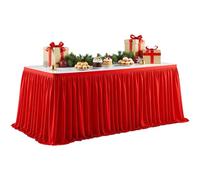 XIAOXIAOYU Desk Skirt, 1.8/2.7 Metre Fabric Tablecloth Rectangular, Fitted Sheet Decoration for Indoor Outdoor Baby Shower Event Birthday Wedding Gender Reveal Party - Christmas Halloween Birthday
