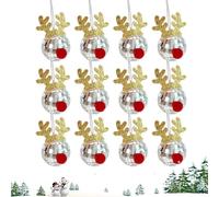 XIAOXIAOYU Disco Ball Ornaments | Deer Antler Christmas Holiday Party Disco,12X Disco Ball Charm Accessories, Christmas Ball Ornaments, Disco Mirrors Elk Horns For Halloween, Christmas