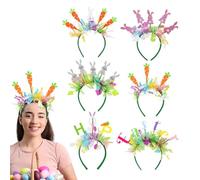 XIAOXIAOYU Easter headband, Easter bunny decorative headband, 6 pieces Easter headbands decoration in the shape of a bunny head, bright color decoration tool for parties on
