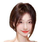 XIAOXIAOYU Fringed Forehead Wig, Wig Bang with Fringe | Eight Characters Realistic Pony Fringe Women's Wig - Grey Hair Coverage, Washable Synthetic Hair Extensions for Photography