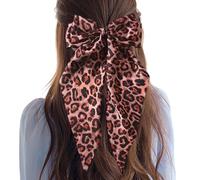 XIAOXIAOYU Leopard Print Hair Barrettes,Hair Bowknot Leopard Print Barrettes Clip | Long Tail Leopard Ribbon Hair Accessories for Straight Curls Thick, Fine Hair