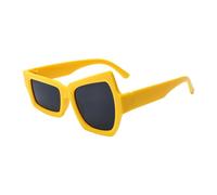 XIAOXIAOYU Men's Sunglasses | Stylish Unusual Shape - Fashionable UV Protection for Women Outdoor Sunbathing Hiking, Yellow Frame, Grey Foil, Siehe Beschreibung