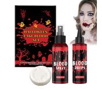 XIAOXIAOYU Washable Artificial Blood | Hemoglobin Make-Up Kit, Erasable Makeup with Soap for Costume Women Cosplay Vampire Zombie Masquerade