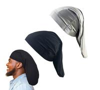 XIAOXIHOUHSGGD 2Pcs Unisex Adult Dreadlock Cap Long Hair Head Wraps Wide Stretchable Sleeping Cap Hair Accessories Sleep Bonnet for Men Women Black and Grey