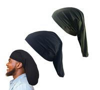 XIAOXIHOUHSGGD 2Pcs Unisex Dreadlock Cap Long Hair Head Wraps Wide Stretchable Sleeping Cap Hair Accessories Sleep Bonnet for Men Women Black and Military Green