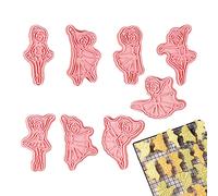 Xiaoxin 8 Ballet Cookie, Ballet Dancer Pla stic Cookie Stamp for Kids, Cookie Cutter Set Pink for Baking, Cookie Shapes for Fondant Pastry Cake Decoration