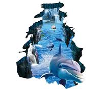 Xiaoxin Dolphin Wall Decals - Self-Adhesive Dolphin Broken Wall Decals | PVC Window Wall Stickers Murals Wallpaper Decor for Home Walls Floor Ceiling Boys Room Kids Bedroom