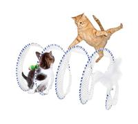 Xiaoxin Folded Cat Tunnel S Shaped Spring Style Cat Tunnel Toys with plush mouse and Feather Tunnel interactive Cat Toy Cat Tube Tunnel for Puppy Kitten Rabbit