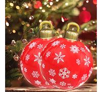 Xiaoxu 23.6in Christmas Inflatable Ball, 1PCS Light Up Christmas Ball Ornaments Outdoor Blow Up Decorated Ball with Remote 16 Colors LED, for Home Yard Lawn Garden Outside Decoration (Blue Deer)