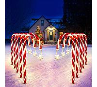 Xiaoxu Christmas Candy Cane Lights, 12 in 1 Christmas Candy Cane Pathway Marker Lights Solar Powered Outdoor Xmas Decorations Stake Light with Shining Star for Walkway Patio Garden Decor