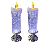 Xiaoxu LED Christmas Candles, 2pcs Flameless, USB Rechargeable OR Battery, Color Changing, Waterproof, Swirling Glitter, for Xmas Party, Home Decoration