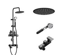 Xiaoxu Modern Wall Mounted Bath Shower Mixer Tap Set with High Pressure 8 Inch Rain Shower Head and Handheld Shower Head Square Design