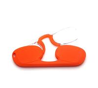 Xiaoxu Portable Mini Nose Clip Reading Glasses, Nose Pinching Armless Reading Glasses with Case, Women Men HD Anti-Blue Presbyopic Glasses (Orange,+3)