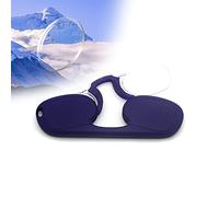 Xiaoxu Portable Mini Nose Clip Reading Glasses, Nose Pinching Armless Reading Glasses with Case, Women Men HD Anti-Blue Presbyopic Glasses (Orange,+3)