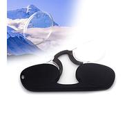 Xiaoxu Portable Mini Nose Clip Reading Glasses, Nose Pinching Armless Reading Glasses with Case, Women Men HD Anti-Blue Presbyopic Glasses (Orange,+3)