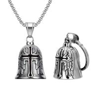XIAOYANS 2PCS Guardian Bell Motorcycle Biker Luck Riding Spirit Bell, Good Luck Charm Pendant Necklace, Key Ring Guardian Bell, Biker Gift, with Hanger Motorcycle Accessory or Keychain for Luck