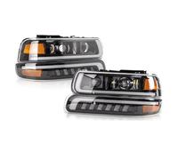 XIAOYANS Headlamp Assembly For Chevy For Chevrolet For Silverado 1500 2500 3500 1999-2002 For Suburban For Tahoe 2000-2006 4X Modified LED Headlights Assembly