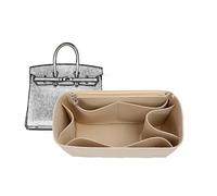 XIAOYIBAIHUOUK Bag Organizer Lined Storage Bag for Hermes Birkin 25/30/35, Two Styles with Different Zipper Positions, Beige